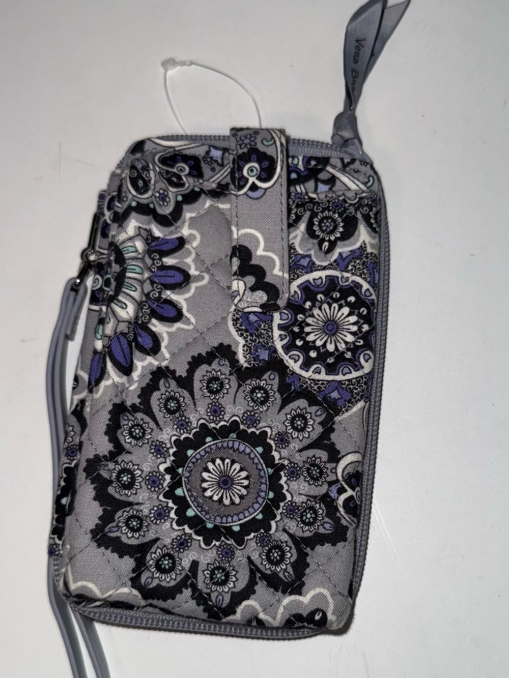 Vera Bradley Gray & Purple Floral Quilted Wristlet